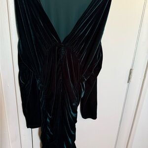 Women's Emerald Green Velvet Draped Dress